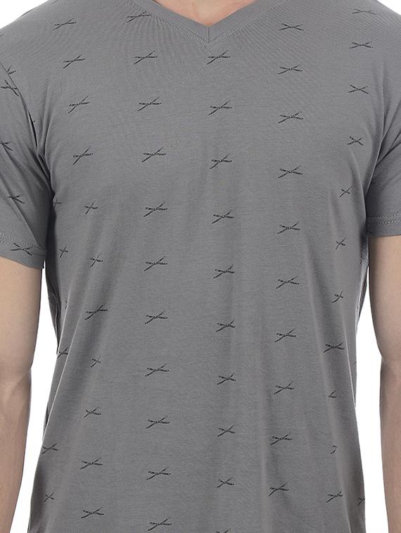 grey cotton blend all over print t-shirt - 15504461 - Zoom Image - 5