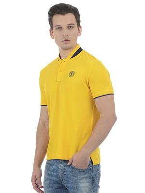 yellow cotton blend collared t-shirt - 15504473 - Standard Image - 2