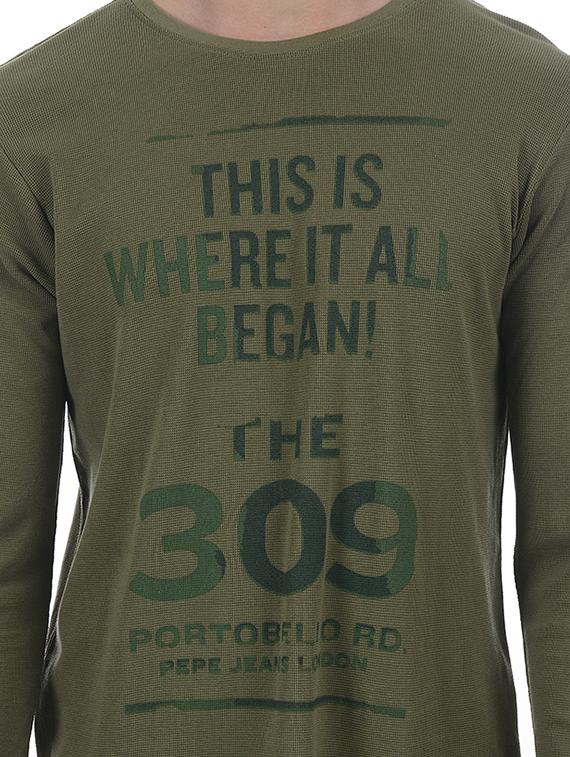green cotton blend front print t-shirt - 15504487 - Zoom Image - 5