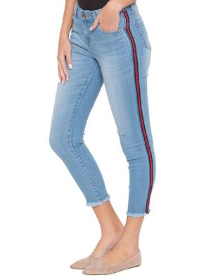 side taped ankle length jeans - 15504893 - Standard Image - 2