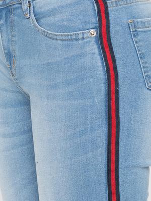 side taped ankle length jeans - 15504893 - Standard Image - 5
