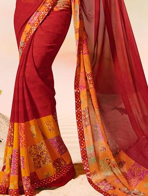 lace border printed border saree with blouse - 15505194 - Standard Image - 2