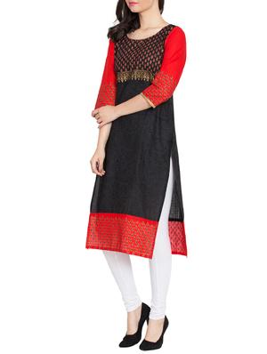 Block print Sraight kurta - 15505237 - Standard Image - 2