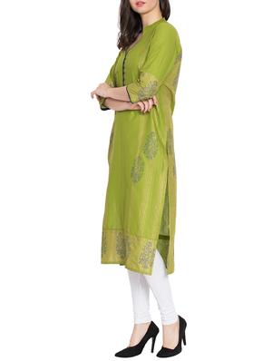 Block print straight kurta - 15505246 - Standard Image - 2