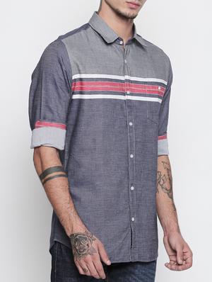 grey cotton casual shirt - 15505396 - Standard Image - 2