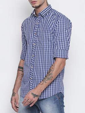 navy blue cotton blend casual shirt - 15505404 - Standard Image - 2