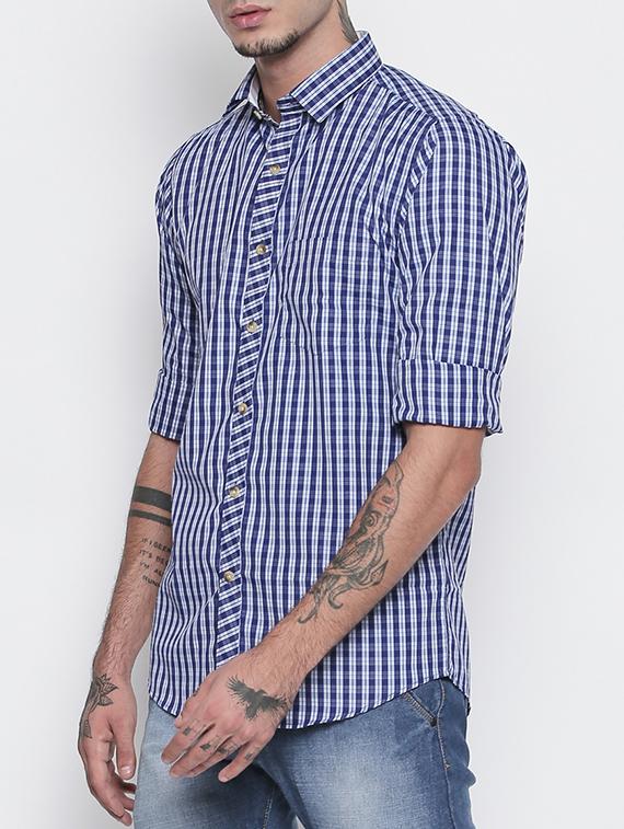 navy blue cotton blend casual shirt - 15505404 - Zoom Image - 2