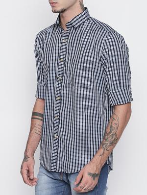 black cotton blend casual shirt - 15505405 - Standard Image - 2