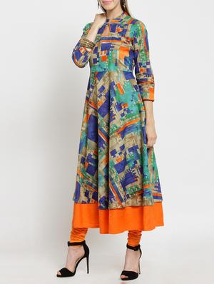 Flared Abstract kurta - 15505417 - Standard Image - 2