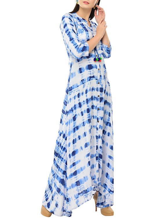 Shibori flared kurta - 15505454 - Zoom Image - 2