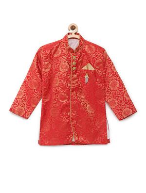 red cotton blend kurta set - 15505458 - Standard Image - 2