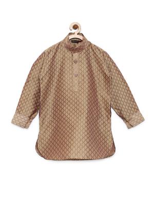 beige cotton blend kurta set - 15505463 - Standard Image - 2