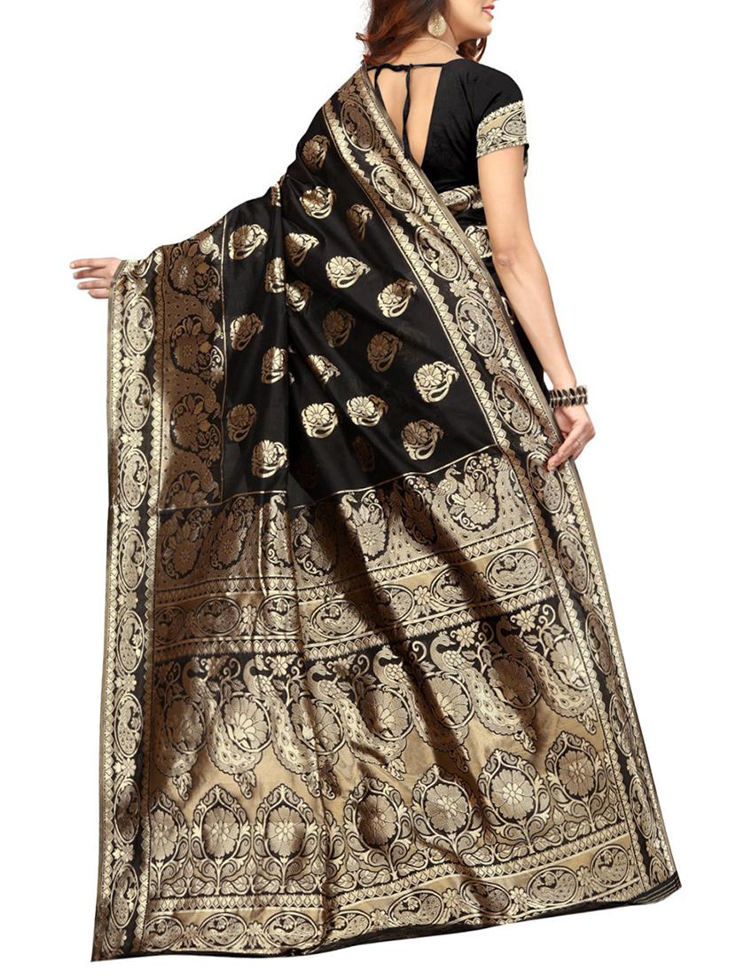floral zari motif kanjivaram saree with blouse - 15505653 - Zoom Image - 2