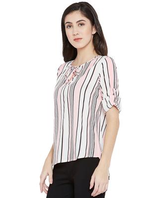 tie-up neck striped high low top - 15505855 - Standard Image - 2
