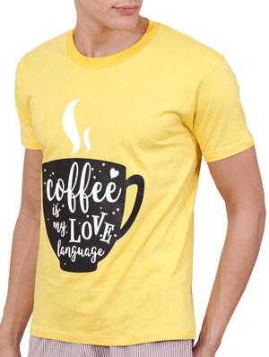 yellow cotton chest print tshirt - 15505964 - Standard Image - 2