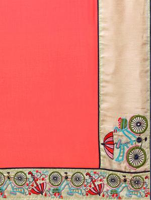 conversational bordered saree with blouse - 15506726 - Standard Image - 5