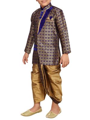blue silk blend kurta set - 15506778 - Standard Image - 2