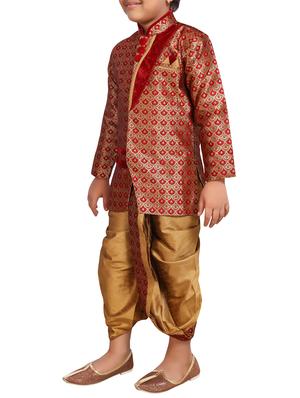 red silk blend kurta setet - 15506780 - Standard Image - 2