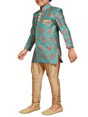 green silk blend kurta set - 15506782 - Standard Image - 2