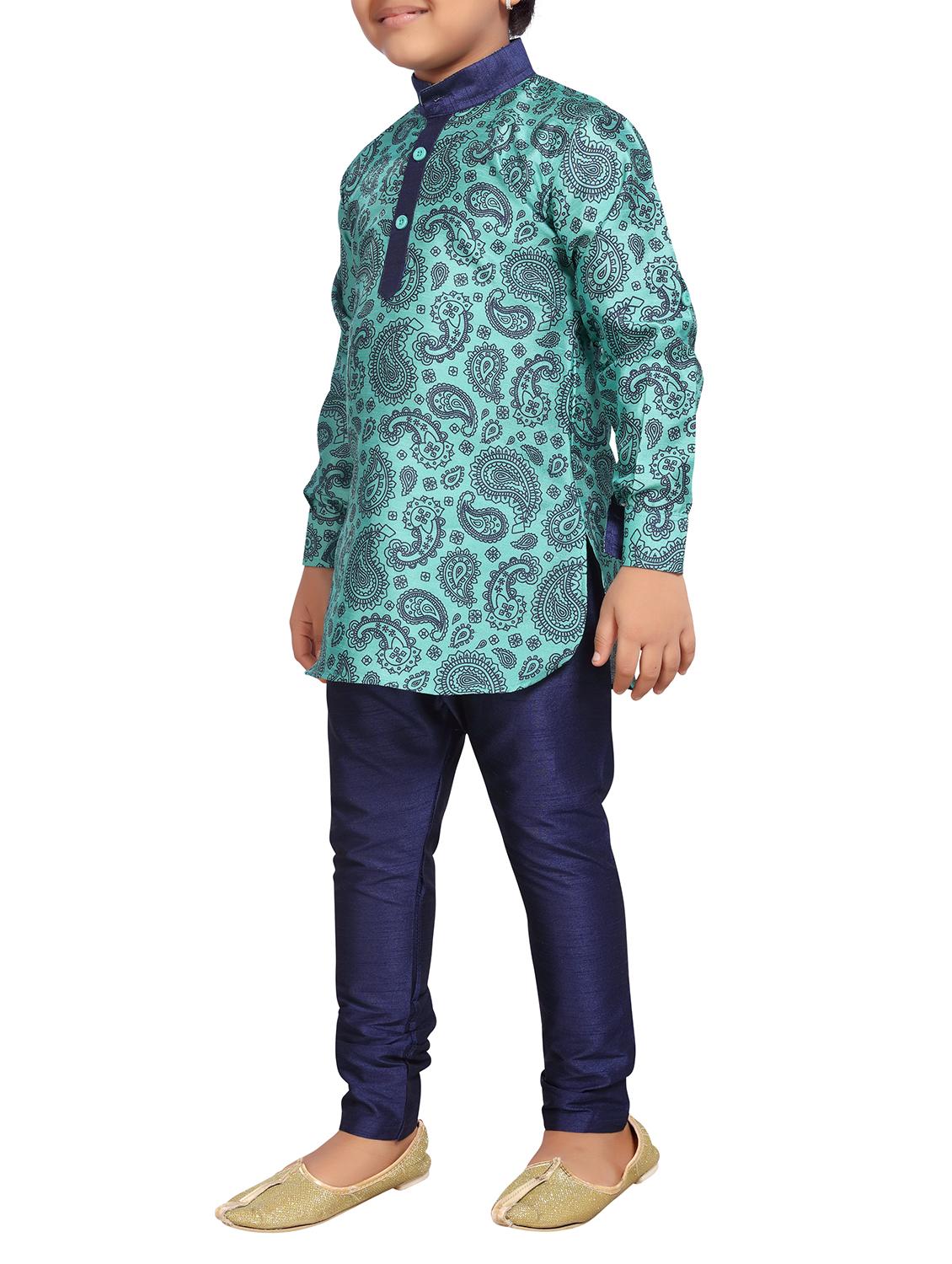 green cotton kurta set - 15506785 - Zoom Image - 2