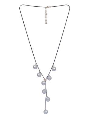 white metal long necklace - 15507778 - Standard Image - 2