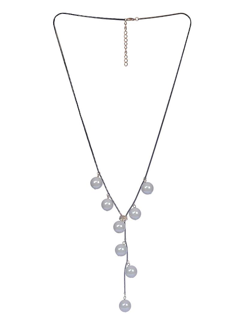 white metal long necklace - 15507778 - Zoom Image - 2