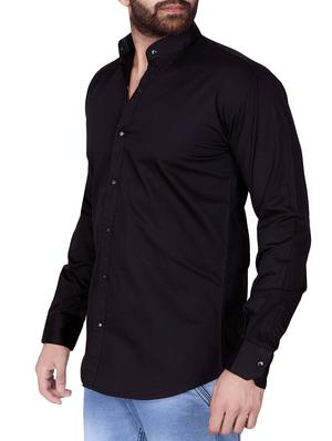 black cotton casual shirt - 15511363 - Standard Image - 2