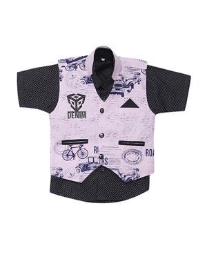 pink cotton shorts set with waistcoat - 15512054 - Standard Image - 2