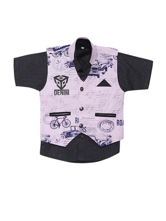 pink cotton shorts set with waistcoat - 15512054 - Zoom Image - 2