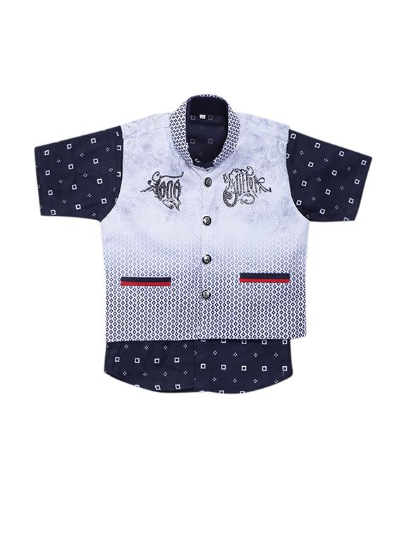 blue cotton shorts set with waistcoat - 15512055 - Zoom Image - 2