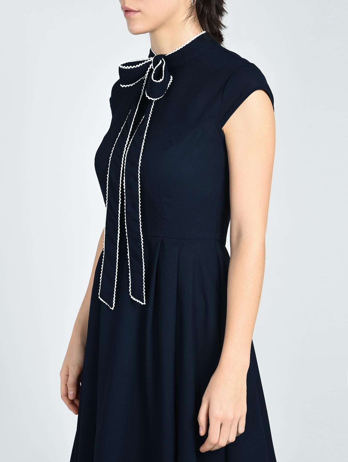 Contrast piping tie bow neck dress - 15512101 - Zoom Image - 2