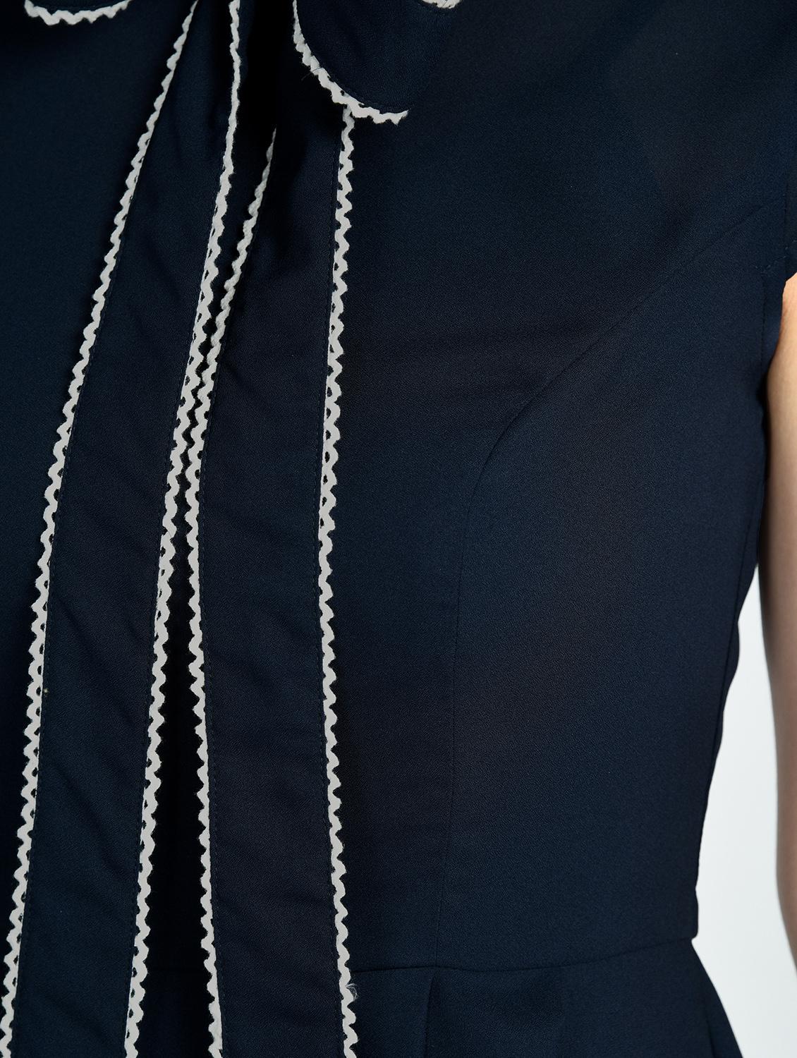 Contrast piping tie bow neck dress - 15512101 - Zoom Image - 5