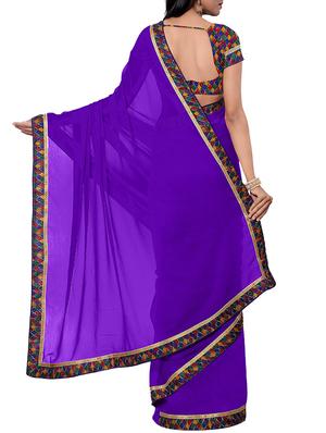 printed lace border saree with blouse - 15513162 - Standard Image - 2