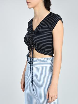 ruched detail striped crop top - 15513453 - Standard Image - 2