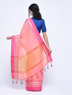 Zari stripes handloom saree with blouse - 15513902 - Standard Image - 2