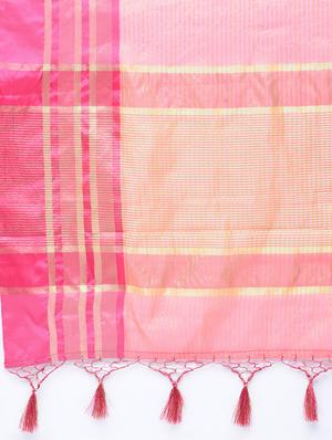 Zari stripes handloom saree with blouse - 15513902 - Standard Image - 5