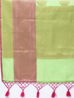 Mint green banarasi saree with blouse - 15513924 - Standard Image - 5