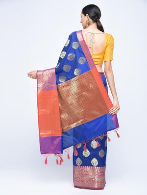 Zari motifs banarasi saree with blouse - 15513937 - Standard Image - 2