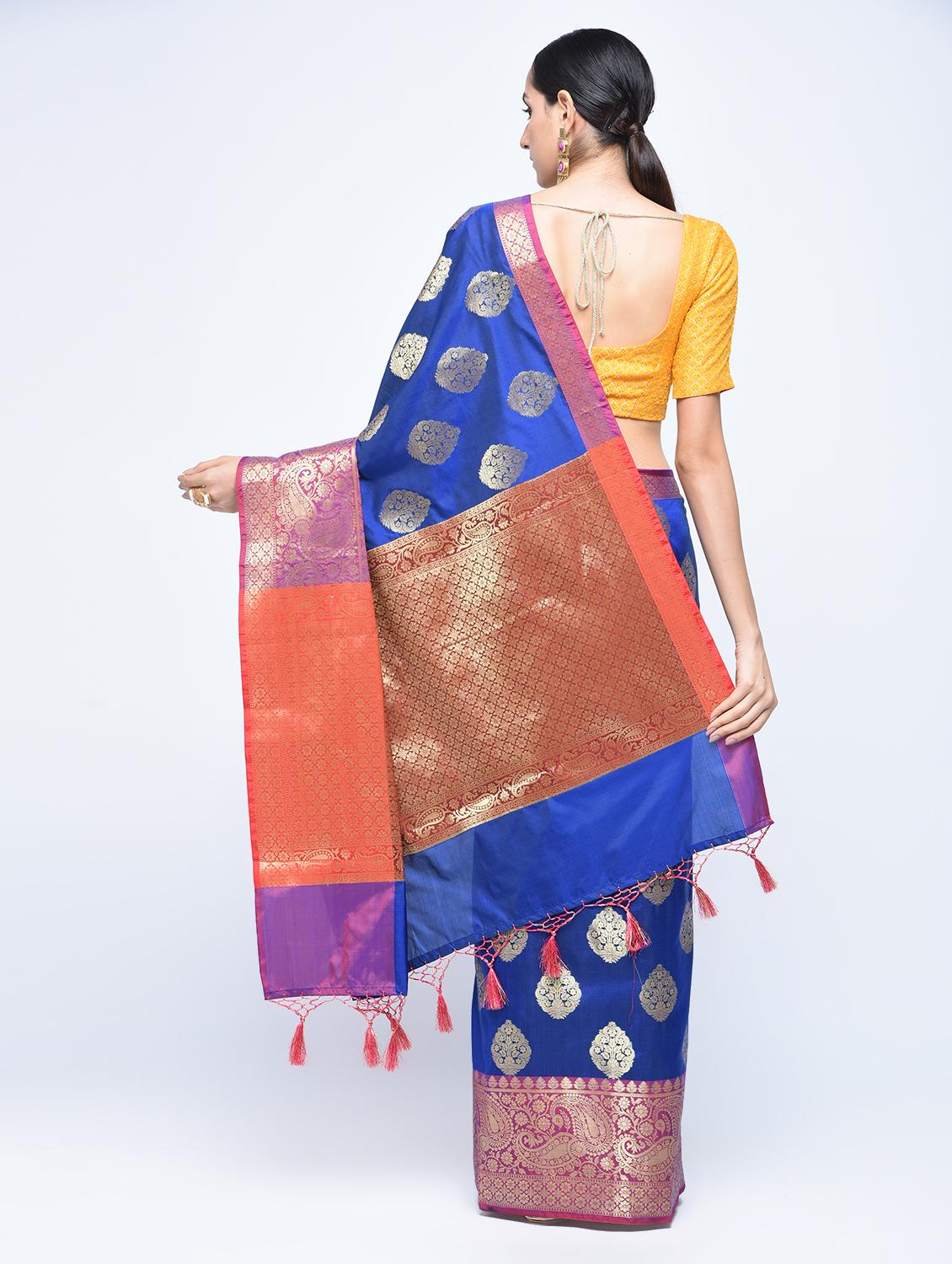 Zari motifs banarasi saree with blouse - 15513937 - Zoom Image - 2