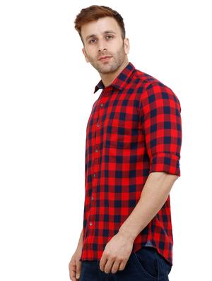 red cotton casual shirt - 15514414 - Standard Image - 2