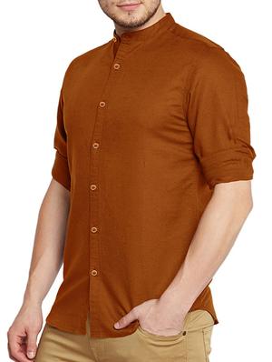 brown cotton casual shirt - 15514910 - Standard Image - 2