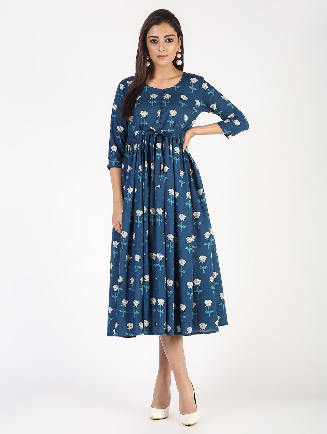 printed flared kurta - 15515235 - Zoom Image - 2
