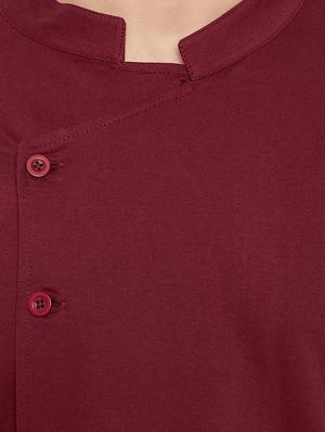maroon solid asymmetric kurta - 15515682 - Standard Image - 5