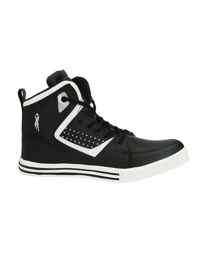 black leatherette lace up sneakers - 15515867 - Zoom Image - 2