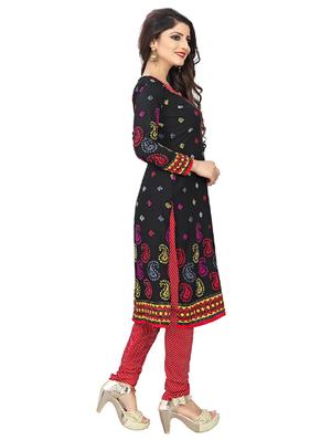 black crepe churidaar suits unstitched suit - 15515923 - Standard Image - 2