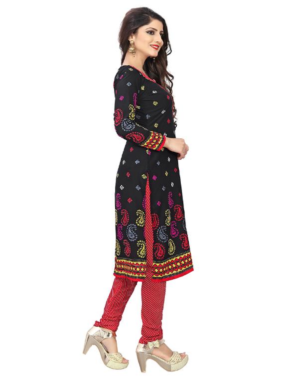 black crepe churidaar suits unstitched suit - 15515923 - Zoom Image - 2