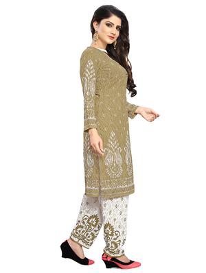 beige crepe patiyala suits unstitched suit - 15515925 - Standard Image - 2