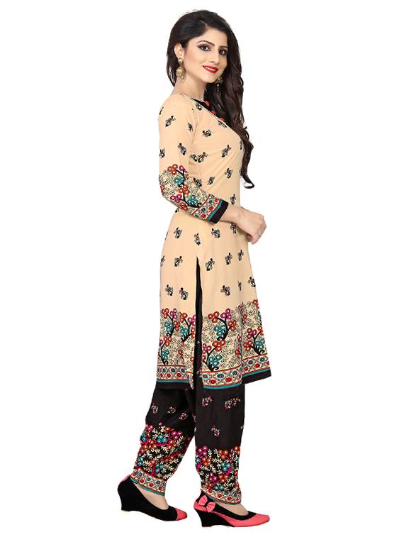 cream crepe patiyala suits unstitched suit - 15515926 - Zoom Image - 2