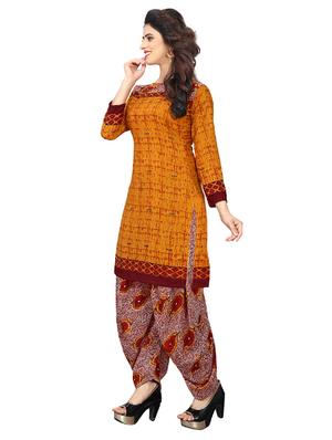 mustard crepe patiyala suits unstitched suit - 15515927 - Standard Image - 2