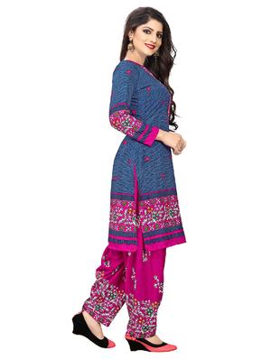 blue crepe patiyala suits unstitched suit - 15515929 - Standard Image - 2
